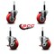 Service Caster 3.5'' Red Poly Wheel Swivel 3/4'' Expanding Stem Caster Set 2 Brakes, 4PK SCC-EX20S3514-PPUB-RED-2-TLB-2-34 - alternate 5